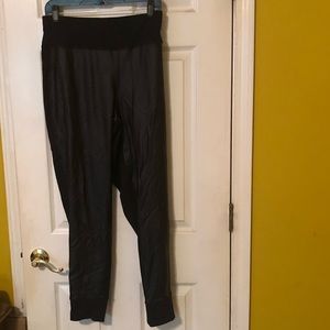 Faux leather front leggings